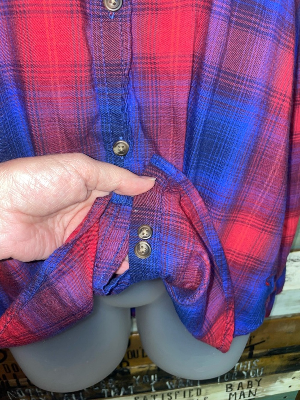 Upcycled American Eagle Mickey Mouse Plaid Shirt - Picture 12 of 12